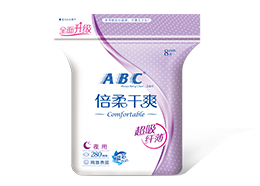 ABC夜用纖薄倍柔乾爽網(wǎng)面衛(wèi)生巾8片-A14